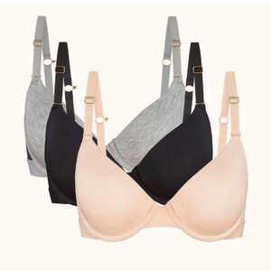 Lively Everyday T-Shirt Bra - Nude, Black & Heather Gray (3-Pack)